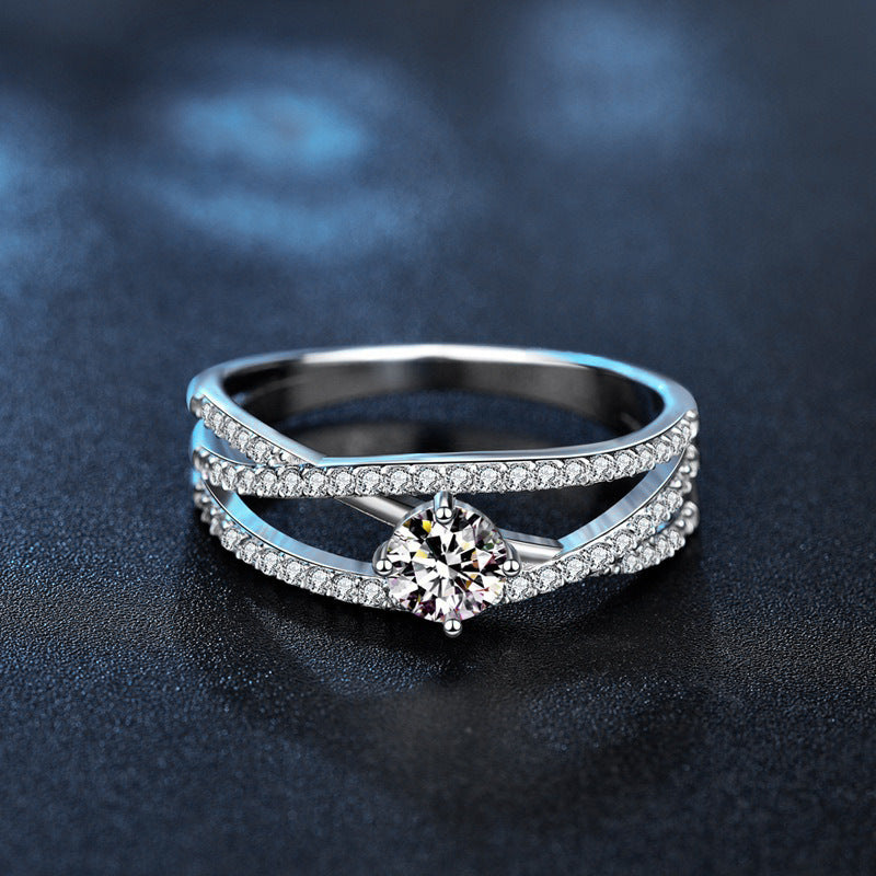 925 Sterling Silver Moissanite Three Lives Three Worlds Ring