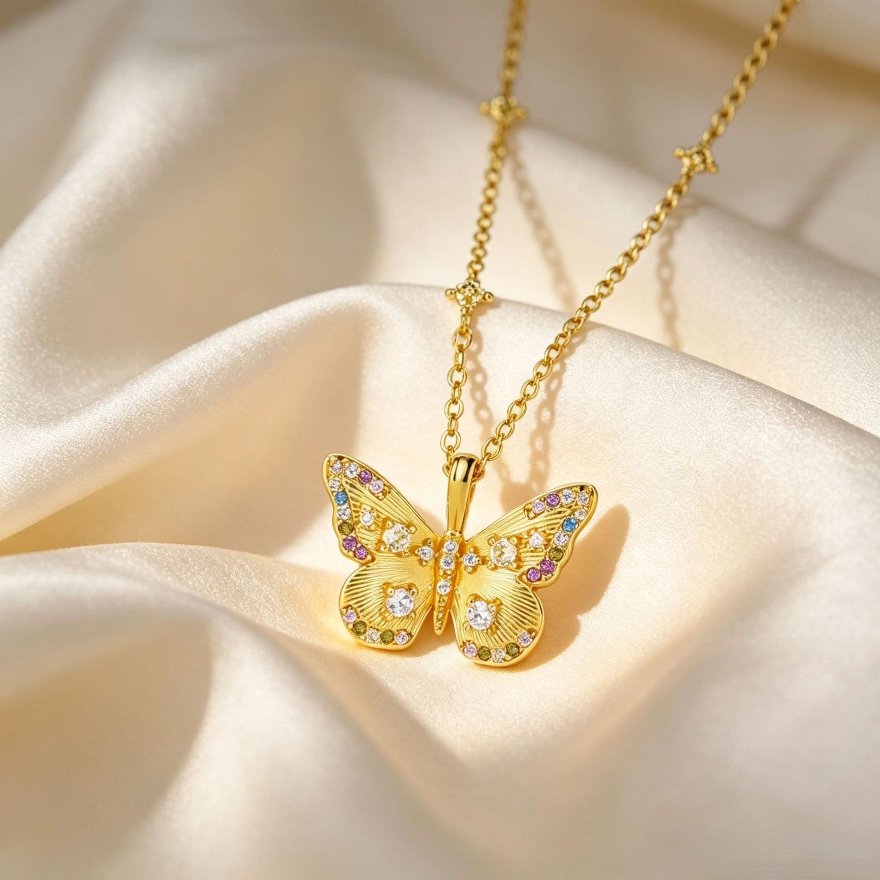 S925 Sterling Silver Necklace with Colorful Zirconia
