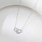 S925 Sterling Silver Geometric Twisted Double Ring Necklace
