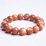 Natural Orange Moonstone Round Bead Crystal Bracelet