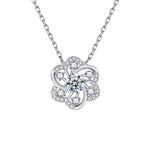 S925 Sterling Silver Moissanite Lace Cutout Full Inlaid Flower-Shaped Pendant Necklace