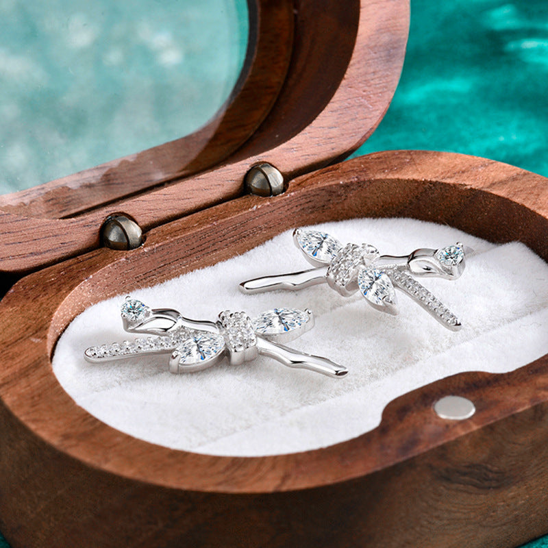 S925 Sterling Silver Marquise Moissanite Rose Lover Earrings