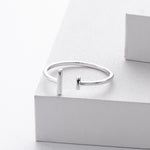 S925 Sterling Silver Simple  Stylish Parallel-Line Open Ring