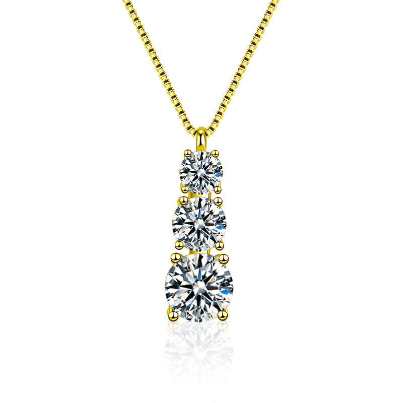 S925 sterling silver Moissanite Three lifetimes Necklace