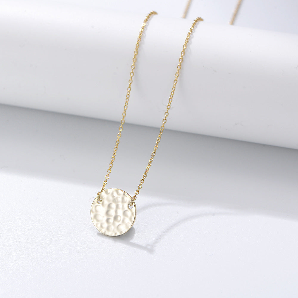 S925 Sterling Silver Convex round Necklace