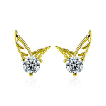 S925 Sterling Silver Moissanite Angel Wing Earrings