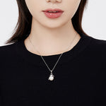 S925 Sterling Silver Natural Freshwater Pearl Moissanite Bow Pendant Necklace