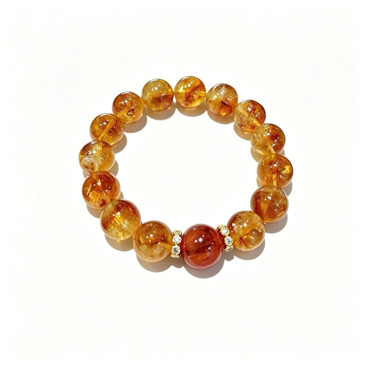 Natural Citrine and Red Hematoid Quartz Tower-Point Bracelet