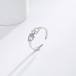 S925 Sterling Silver Trendy Leather Buckle Double D Opening Ring