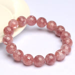 Natural Pink Lepidolite Round Bead Bracelet