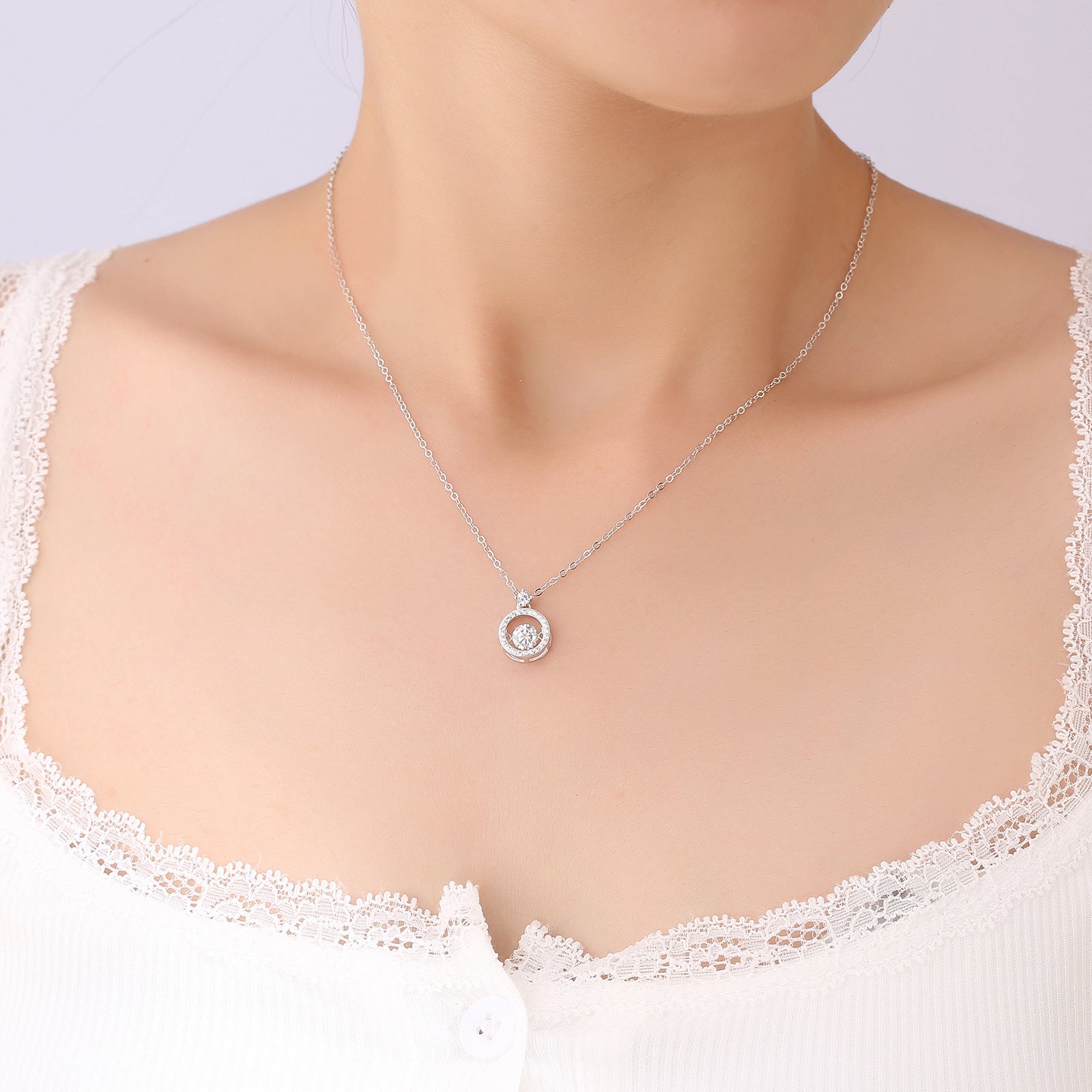S925 Sterling Silver Moissanite Pulsatile Heart Necklace