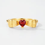 S925 Sterling Silver Gold-Plated Garnet Bow Ring