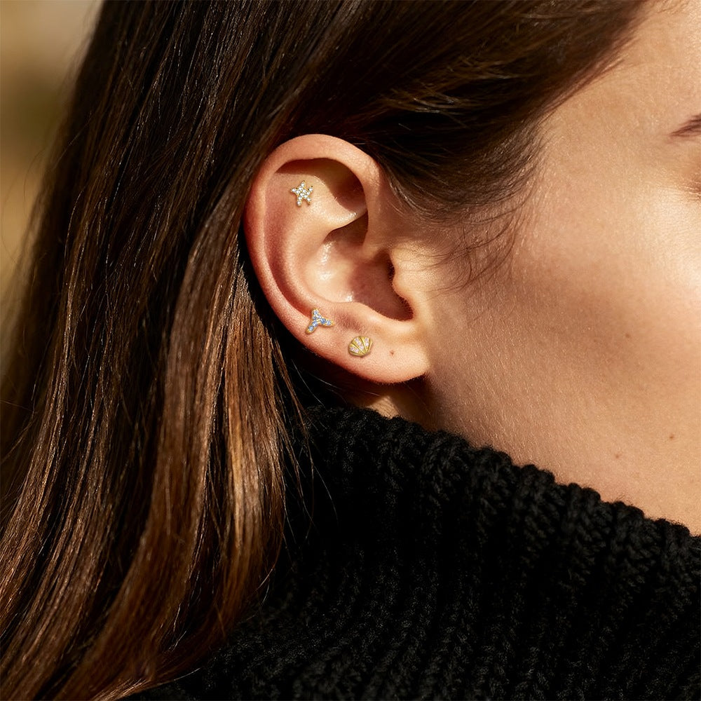 S925 Sterling Silver Zircon Stud Earrings(Single unit)