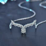 S925 Sterling Silver Moissanite Mori Style Antlers Pendant Necklace