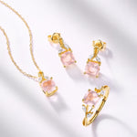 S925 Sterling Silver Gold-Plated Rose Crystal Pendant Zircon Necklace