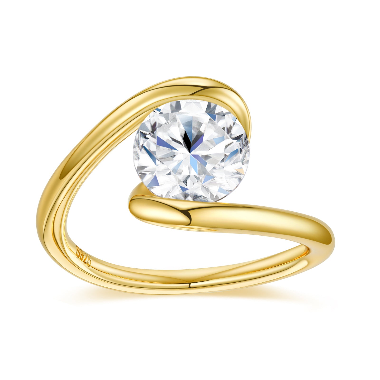 S925 Silver Twisted-Shank Moissanite Ring