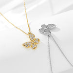 S925 Sterling Silver Zircon Inlaid Butterfly Necklace