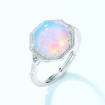 S925 Sterling Silver Hexagonal Opal Buckle Ring
