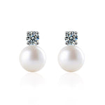 Versatile 925 Sterling Silver Pearl and Moissanite Stud Earrings
