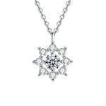 S925 Sterling Silver Moissanite SUNFLOWER Simple Pendant Necklace