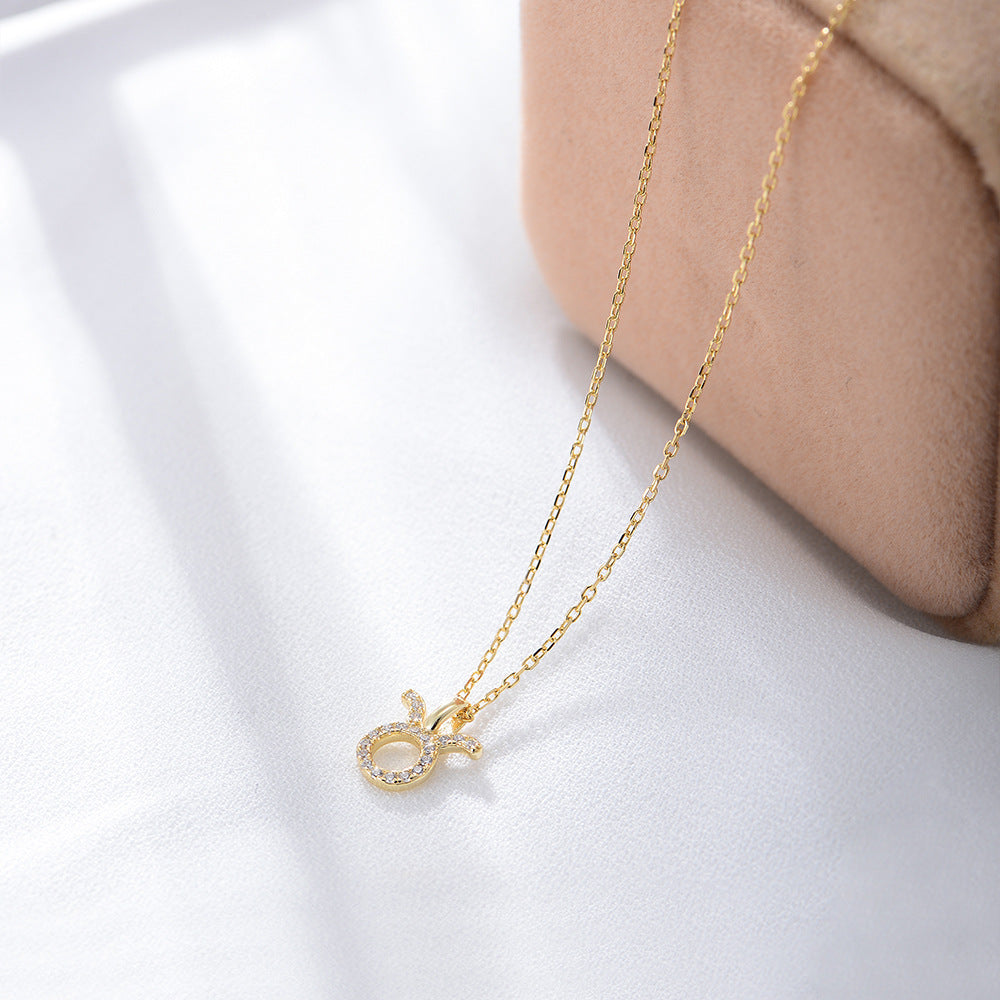 S925 Silver Zircon Inlaid Twelve Constellation Pendant Necklace