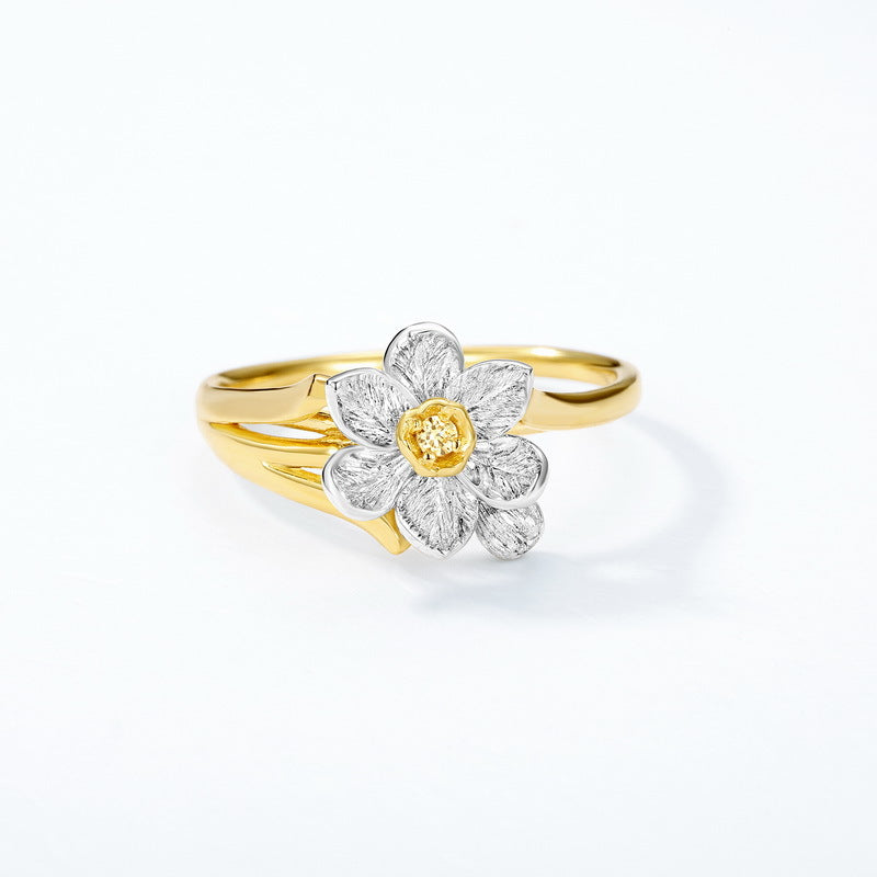 S925 Sterling Silver Gold-Plated Narcissus Zircon Ring