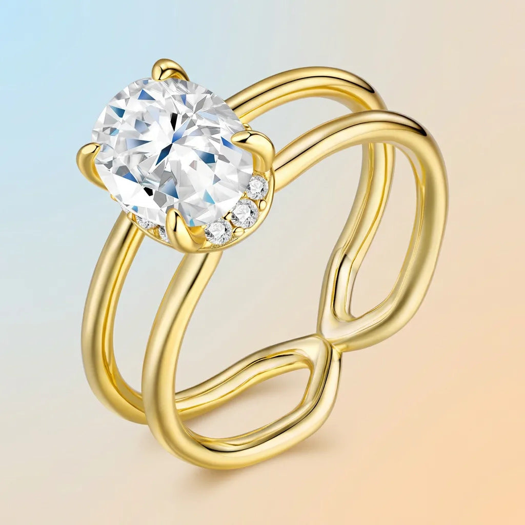 S925 Silver "New Chinese Style" Traditional-Craft Moissanite Ring