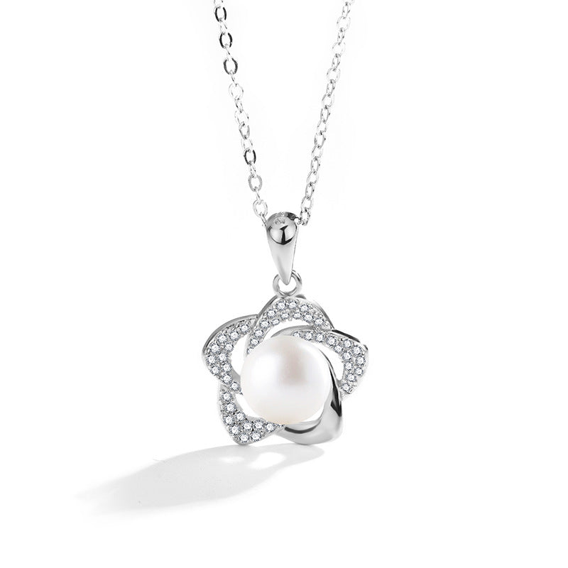 S925 Sterling Silver Moissanite Natural Pearl Pendant Necklace