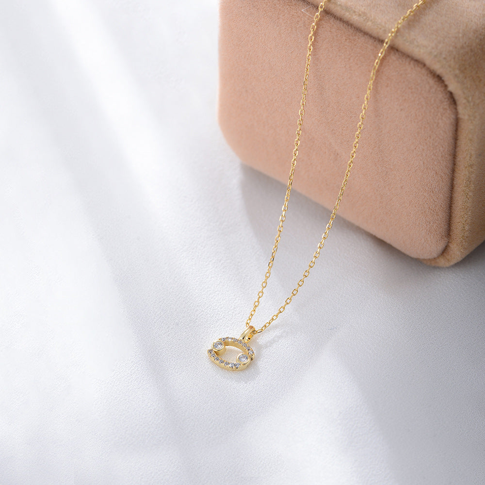 S925 Silver Zircon Inlaid Twelve Constellation Pendant Necklace