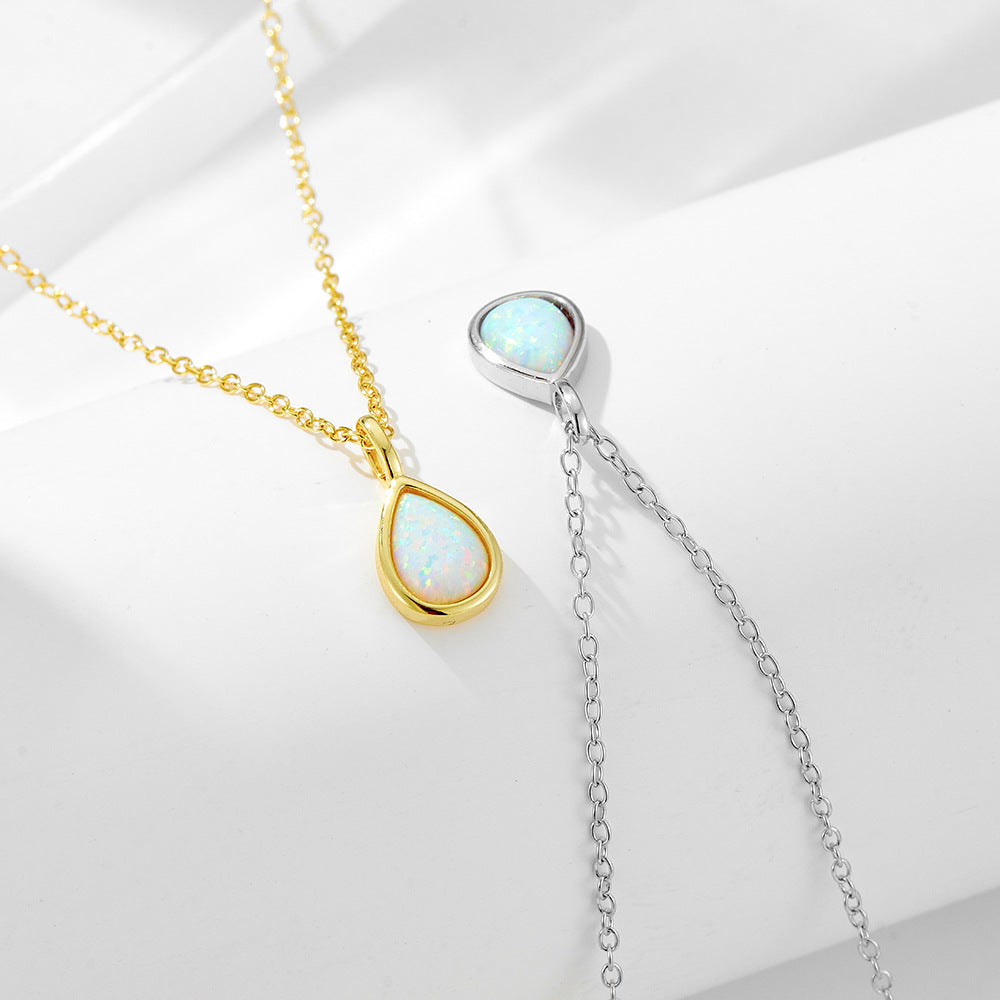 S925 Sterling Silver Geometric Pear-Shaped Necklace