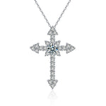 S925 Sterling Silver Moissanite Full Inlaid Cross Pendant Necklace