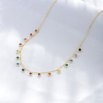 S925 Sterling Silver Colorful Round Zircon Necklace