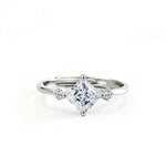 S925 Sterling Silver Princess Square Moissanite Ring
