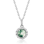 S925 Sterling Silver Gold-Plated Retro Opal Pendant Necklace