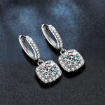 S925 Sterling Silver Long Square Earrings Set with Moissanite