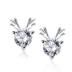 925 Sterling Silver Reindeer Moissanite Christmas Earrings