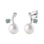 925 Sterling Silver Moissanite and Pearl Cherry Stud Earrings