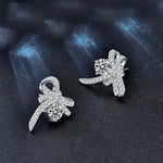 Exquisite 925 sterling silver moissanite bow earrings