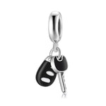 S925 Sterling Silver Car Key Bracelet Bead Pendant
