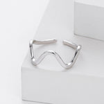 S925 Sterling Silver Ring, Stylish and Simple Wavy Lines