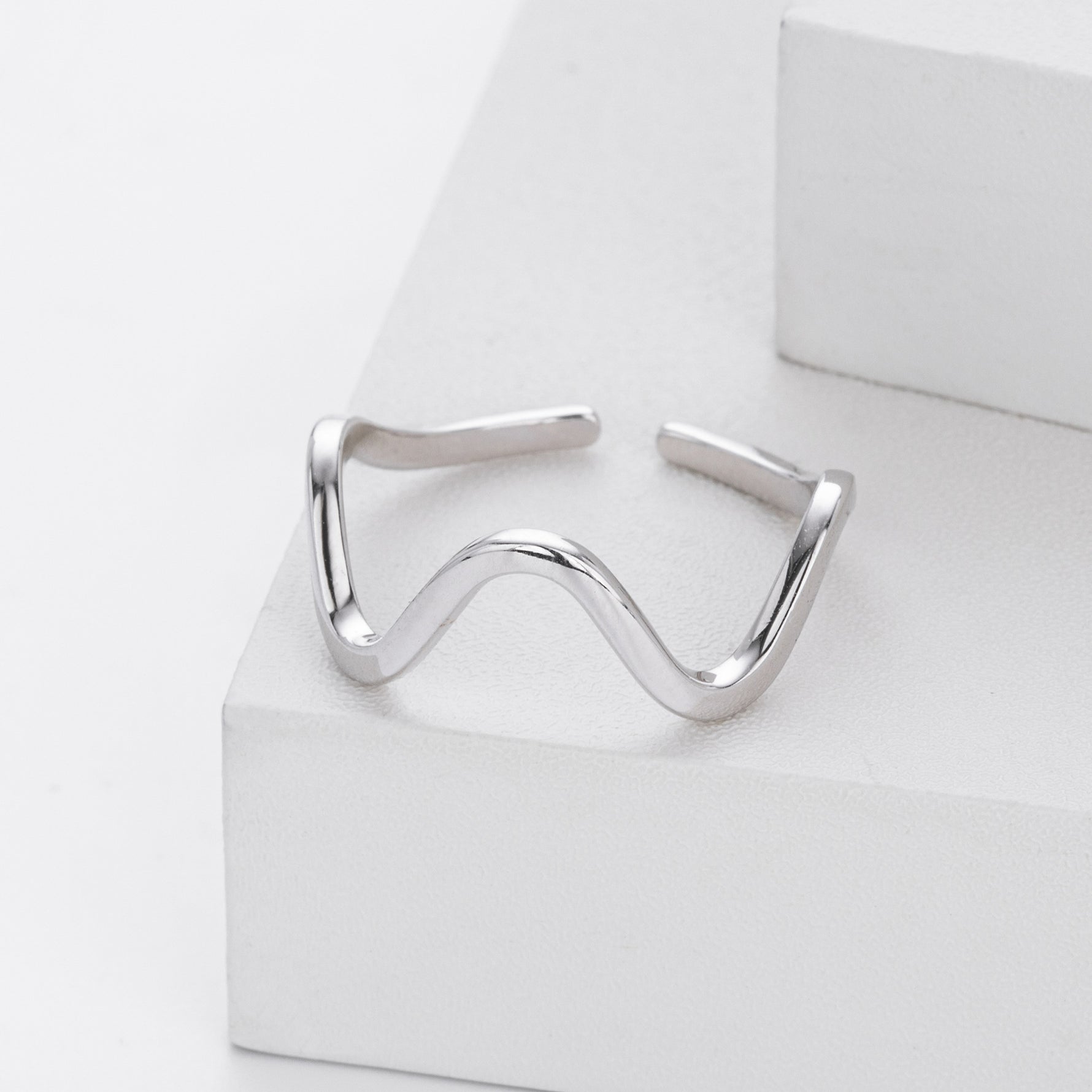 S925 Sterling Silver Ring, Stylish and Simple Wavy Lines