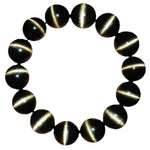 Natural Golden Obsidian Bracelet with Cat's Eye Effect and "Single-Line" Pattern