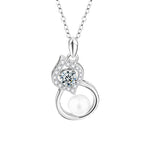 S925 Sterling Silver Moissanite Natural Pearl Gourd Pendent Necklace