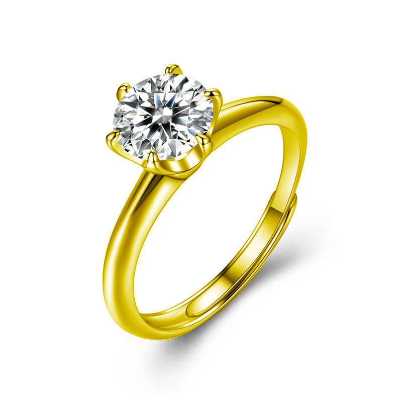 925 Sterling Silver Moissanite Six-Prong Wedding Ring