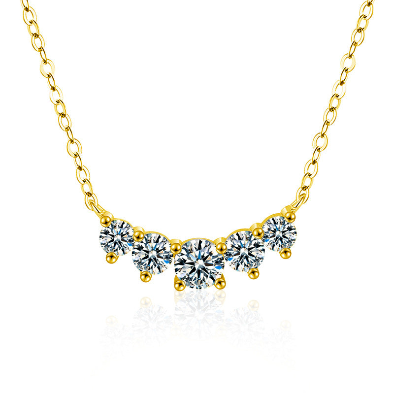 S925 Sterling Silver Smile Moissanite Necklace