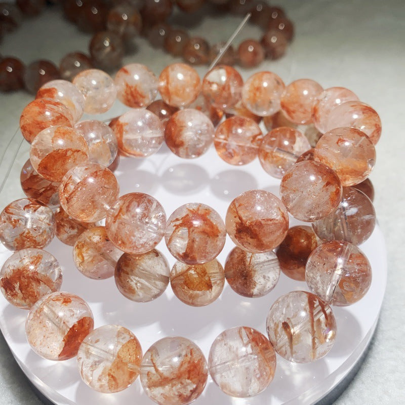 Natural Fanta-colored Phantom Quartz Bracelet with Snowflake Inclusions