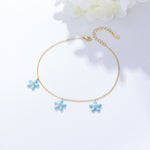 S925 Sterling Silver Zircon Inlaid Starfish Anklet