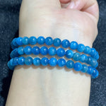Natural Blue Apatite Three-Wrap Bracelet
