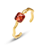 S925 Sterling Silver Gold-Plated Natural Garnet Ring