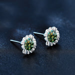 Cute and delicate Christmas moissanite sunflower 925 sterling silver stud earrings